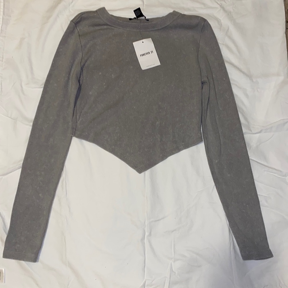Shawdow grey long sleeve diamond shape top